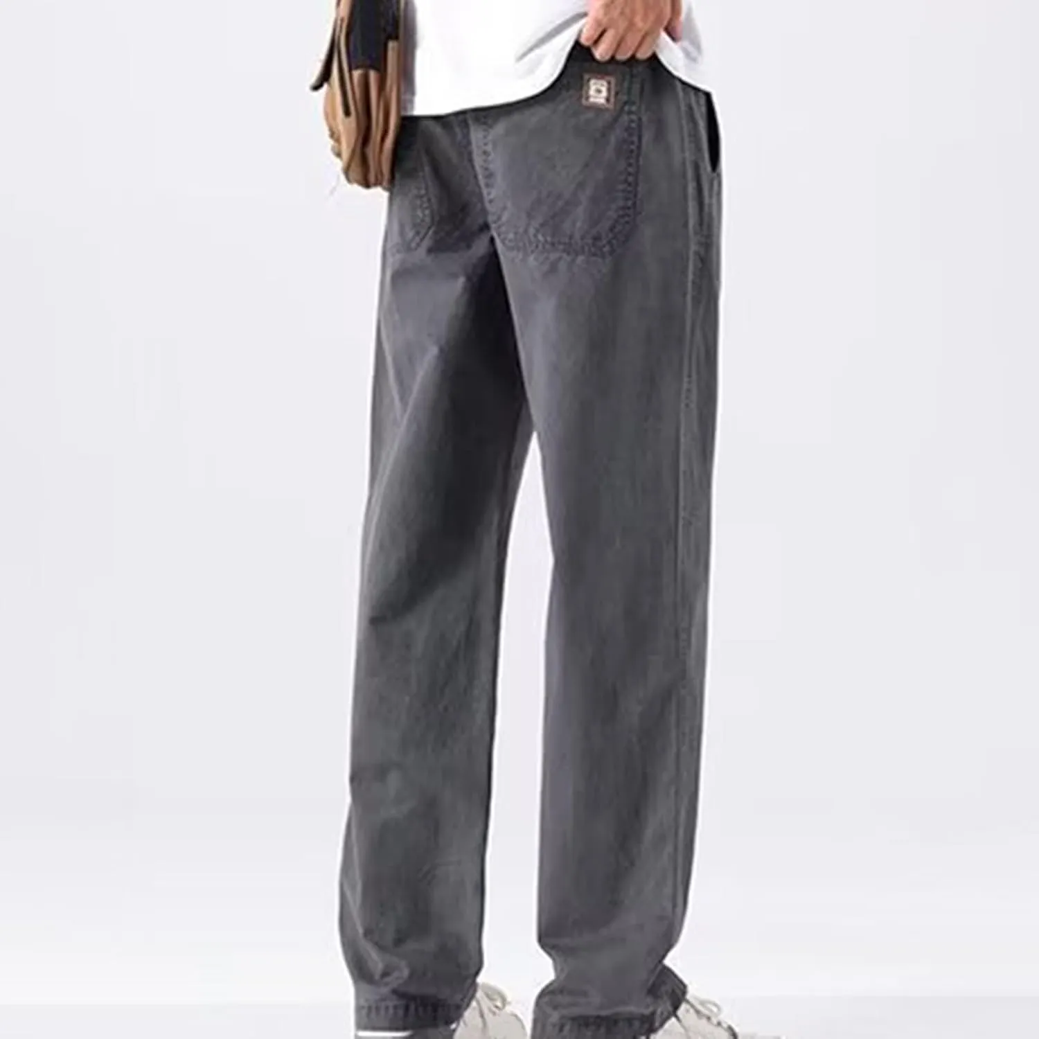 Stretch Cargo Pants,Men's Casual Regular Fit Smart Pants Elastic Waist Tracksuit Bottoms Drawstring Sweatpants Wide Leg