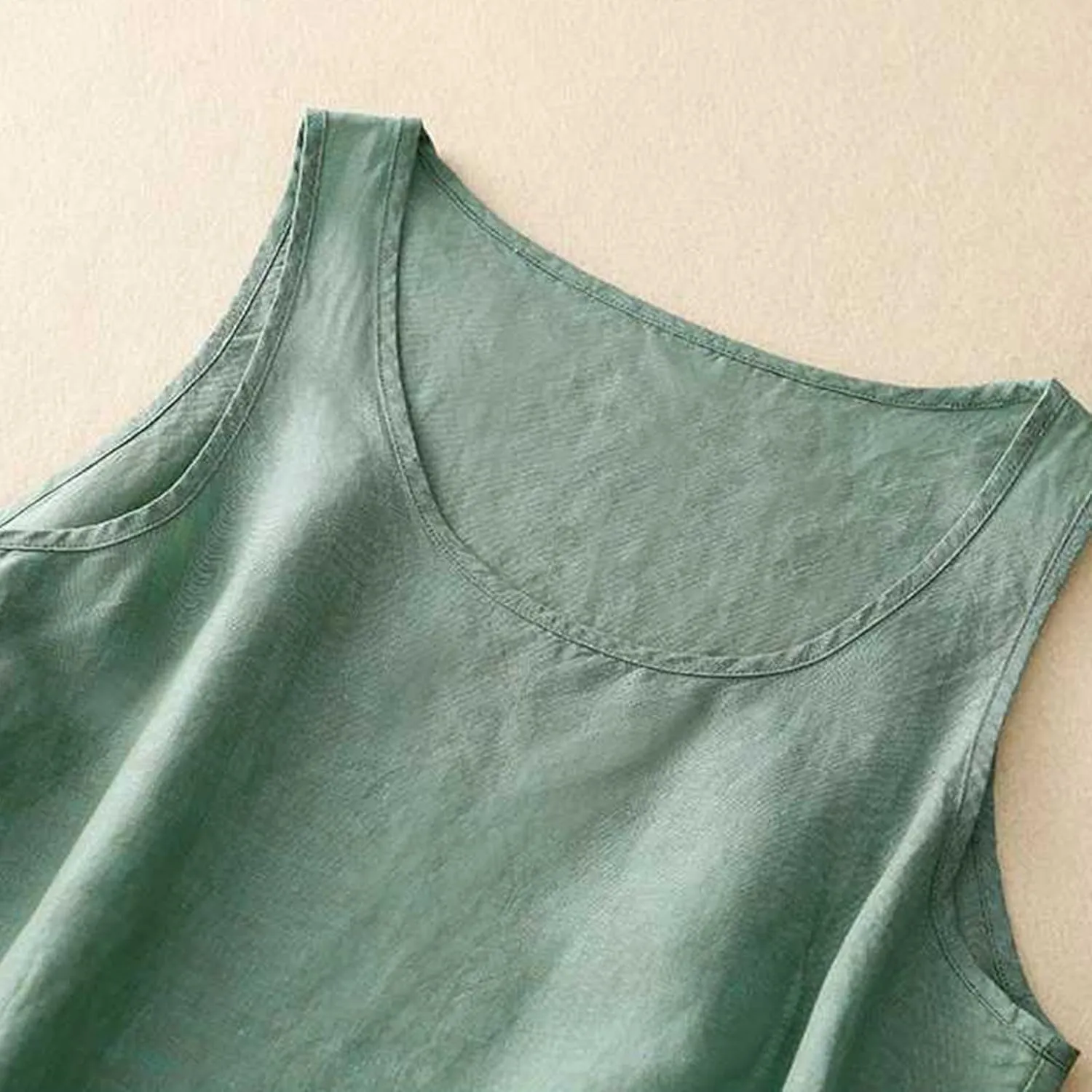 Summer Cotton Linen Tank Tops Women Sleeveless Square Neck Tees Shirts Elegant Solid Color Lightweight Comfy Blouses