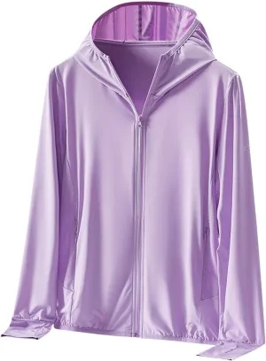 Summer UPF 50  Sun Protection Jacket Women Lightweight Long Sleeve Hoodie Zip up Outdoor Hiking Sun Shirts