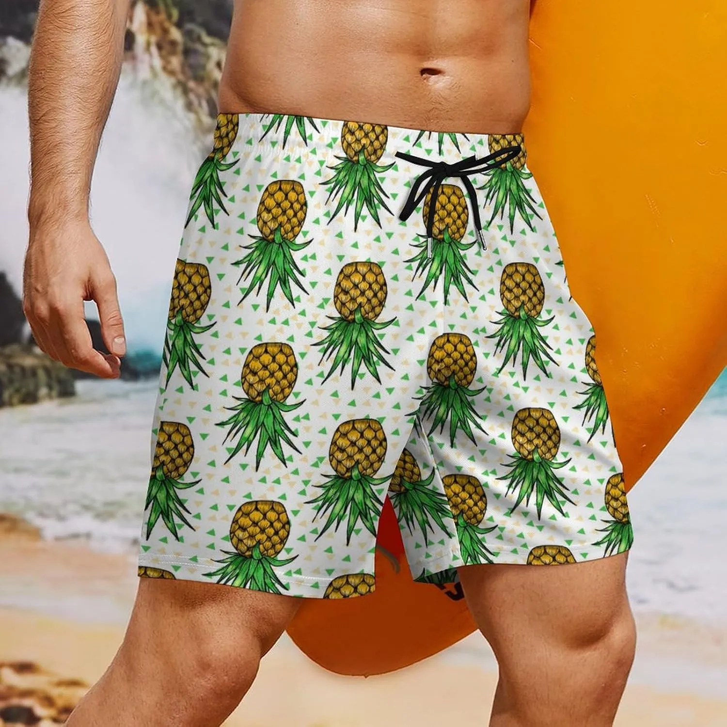 Supdreamc Mens Swim Trunks with Compression Liner Swimming Shorts Quick Dry Beach Sport Shorts S-3XL