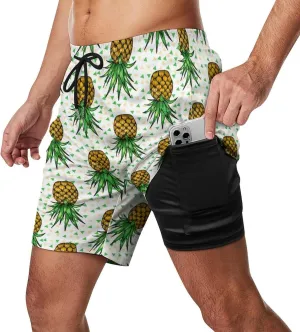 Supdreamc Mens Swim Trunks with Compression Liner Swimming Shorts Quick Dry Beach Sport Shorts S-3XL