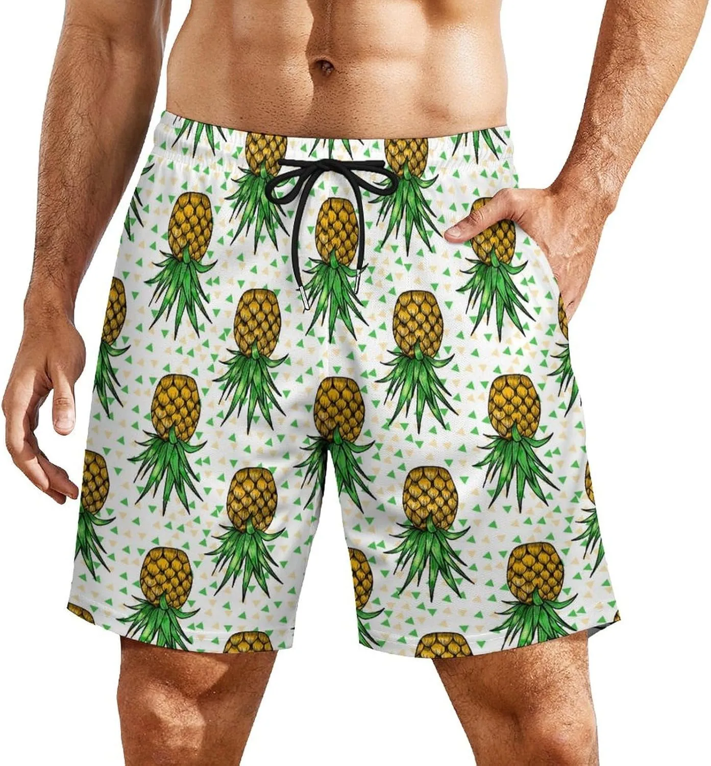 Supdreamc Mens Swim Trunks with Compression Liner Swimming Shorts Quick Dry Beach Sport Shorts S-3XL