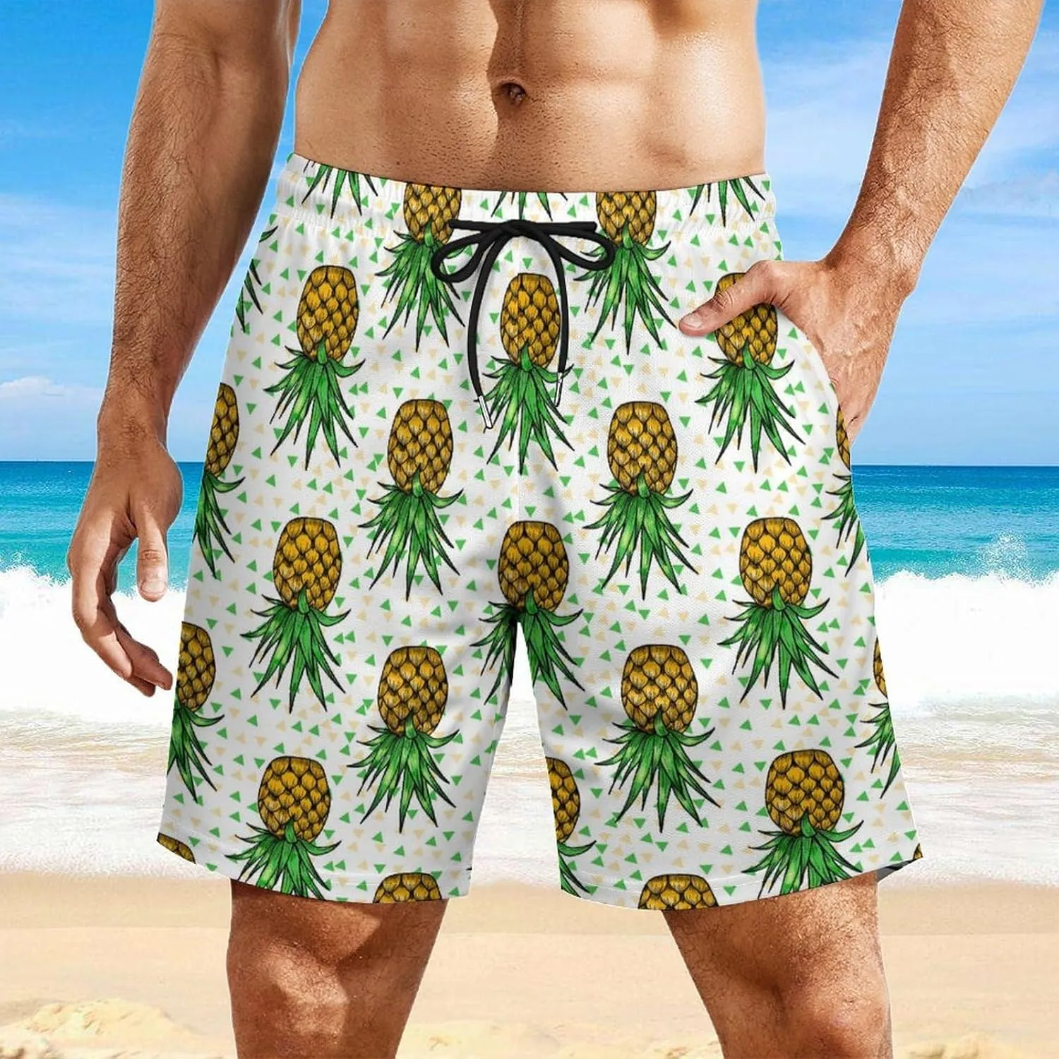 Supdreamc Mens Swim Trunks with Compression Liner Swimming Shorts Quick Dry Beach Sport Shorts S-3XL