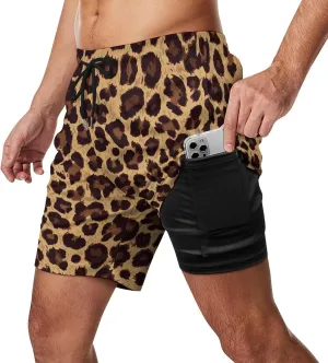 Supdreamc Mens Swim Trunks with Compression Liner Swimming Shorts Quick Dry Beach Sport Shorts S-3XL