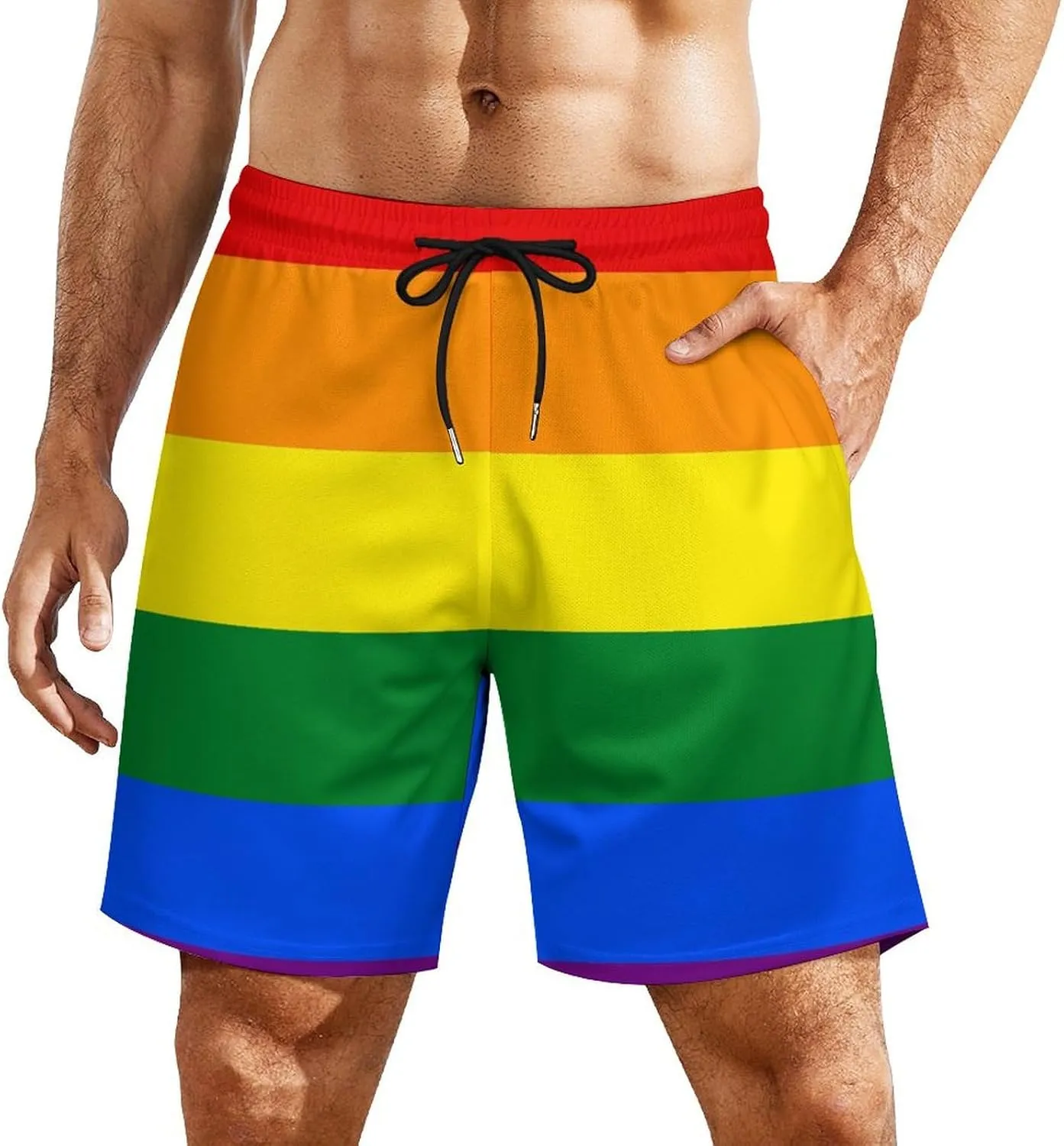 Supdreamc Mens Swim Trunks with Compression Liner Swimming Shorts Quick Dry Beach Sport Shorts S-3XL