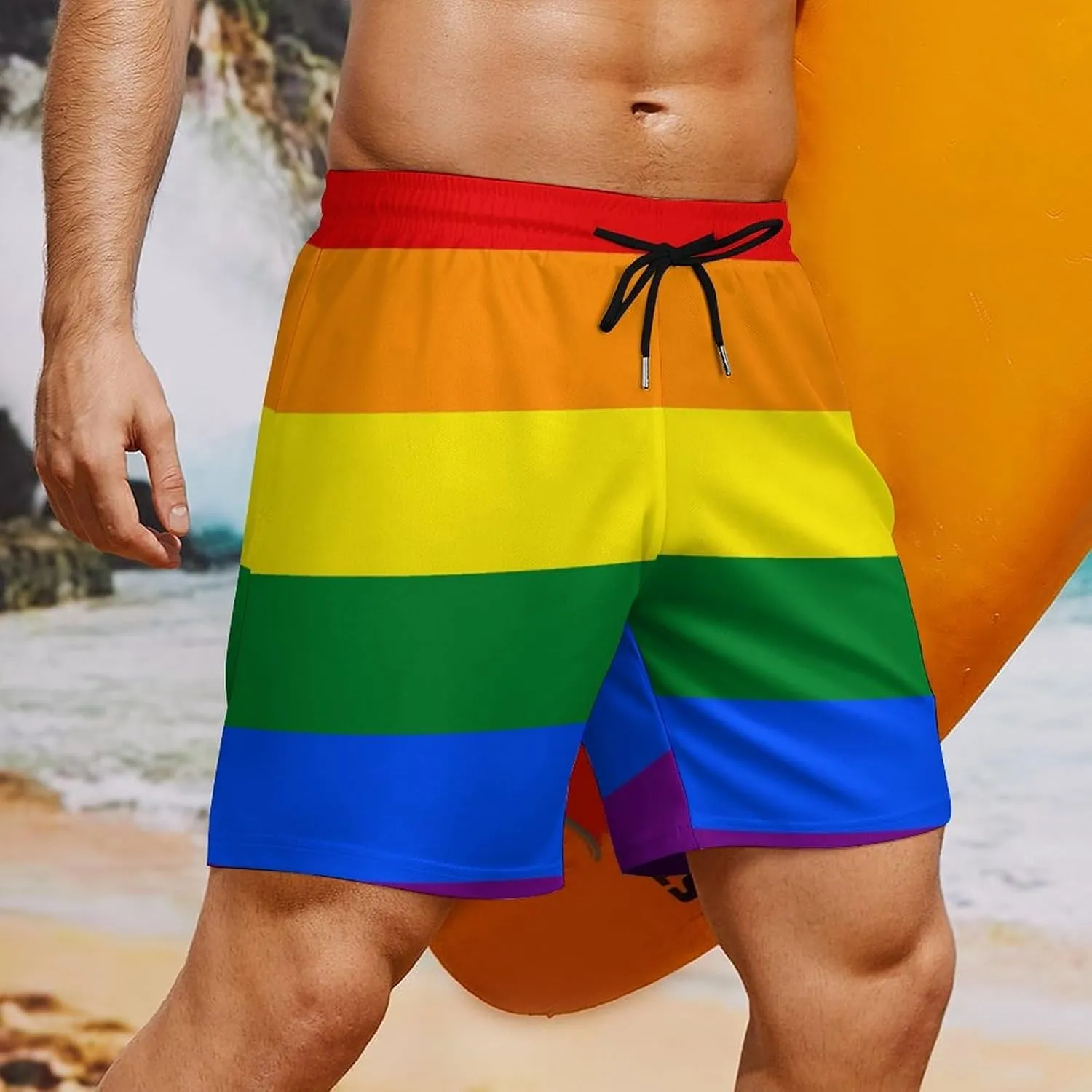 Supdreamc Mens Swim Trunks with Compression Liner Swimming Shorts Quick Dry Beach Sport Shorts S-3XL