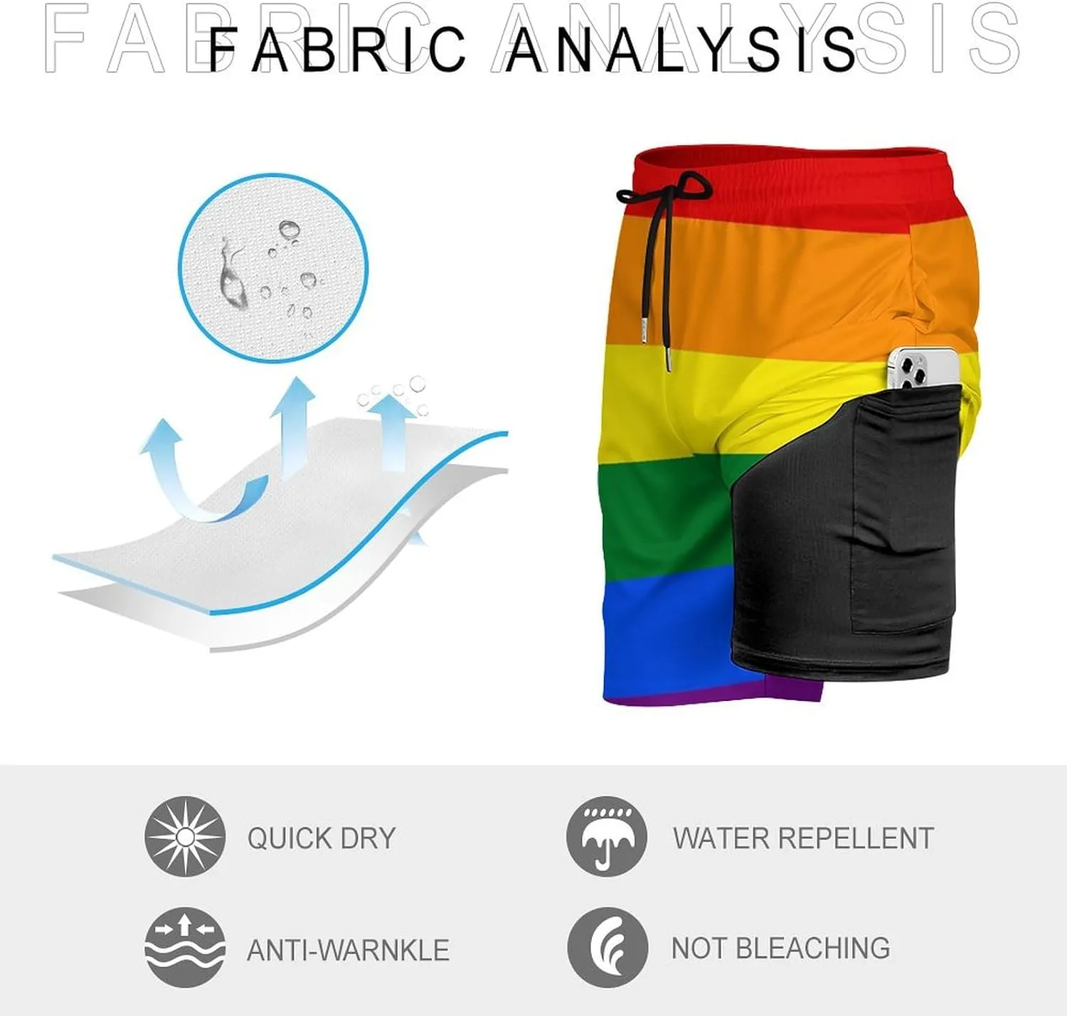Supdreamc Mens Swim Trunks with Compression Liner Swimming Shorts Quick Dry Beach Sport Shorts S-3XL