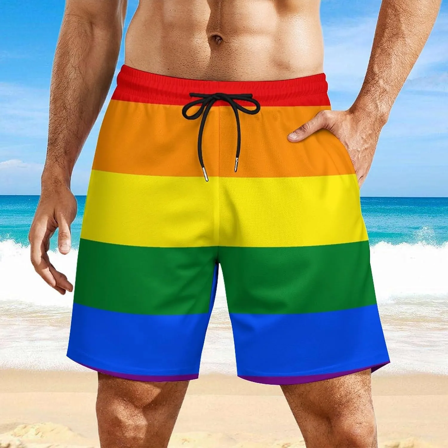 Supdreamc Mens Swim Trunks with Compression Liner Swimming Shorts Quick Dry Beach Sport Shorts S-3XL