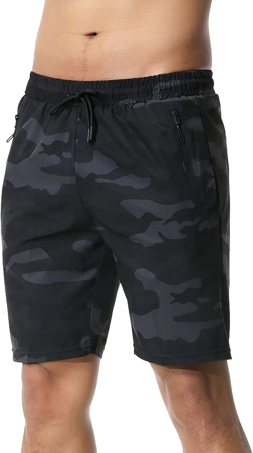 Surenow Men's 7" Workout Running Shorts Camouflage Quick-Dry Lightweight Breathable with Pocket