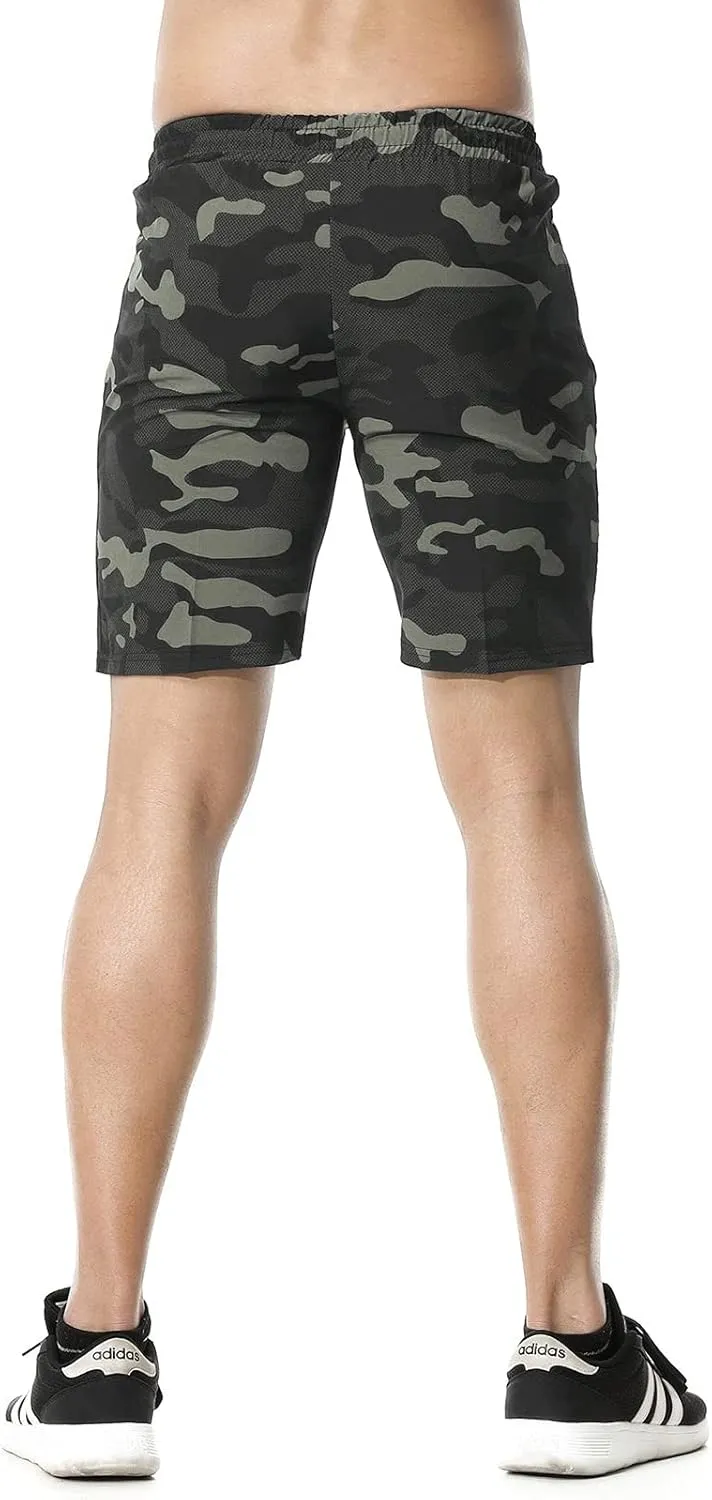 Surenow Men's 7" Workout Running Shorts Camouflage Quick-Dry Lightweight Breathable with Pocket