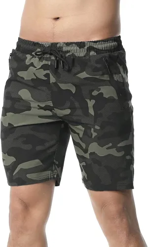 Surenow Men's 7" Workout Running Shorts Camouflage Quick-Dry Lightweight Breathable with Pocket