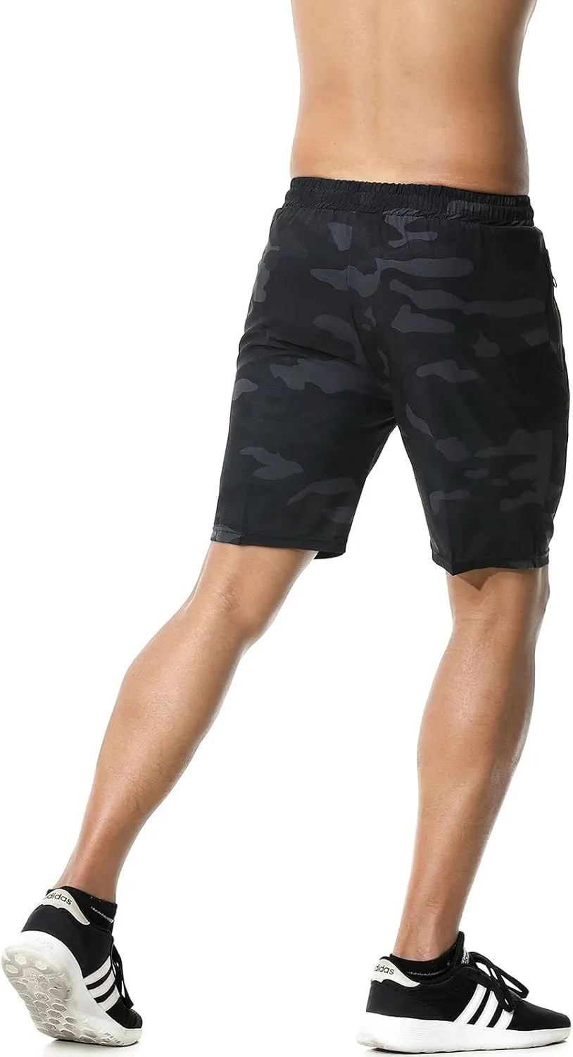 Surenow Men's 7" Workout Running Shorts Camouflage Quick-Dry Lightweight Breathable with Pocket