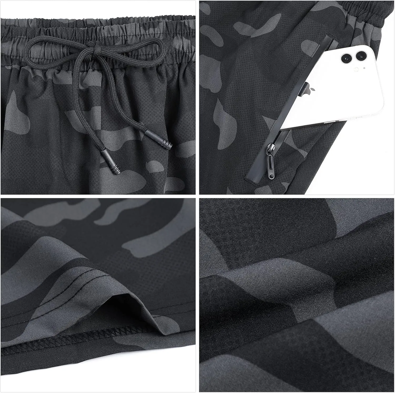 Surenow Men's 7" Workout Running Shorts Camouflage Quick-Dry Lightweight Breathable with Pocket