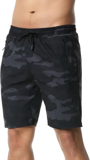 Surenow Men's 7" Workout Running Shorts Camouflage Quick-Dry Lightweight Breathable with Pocket
