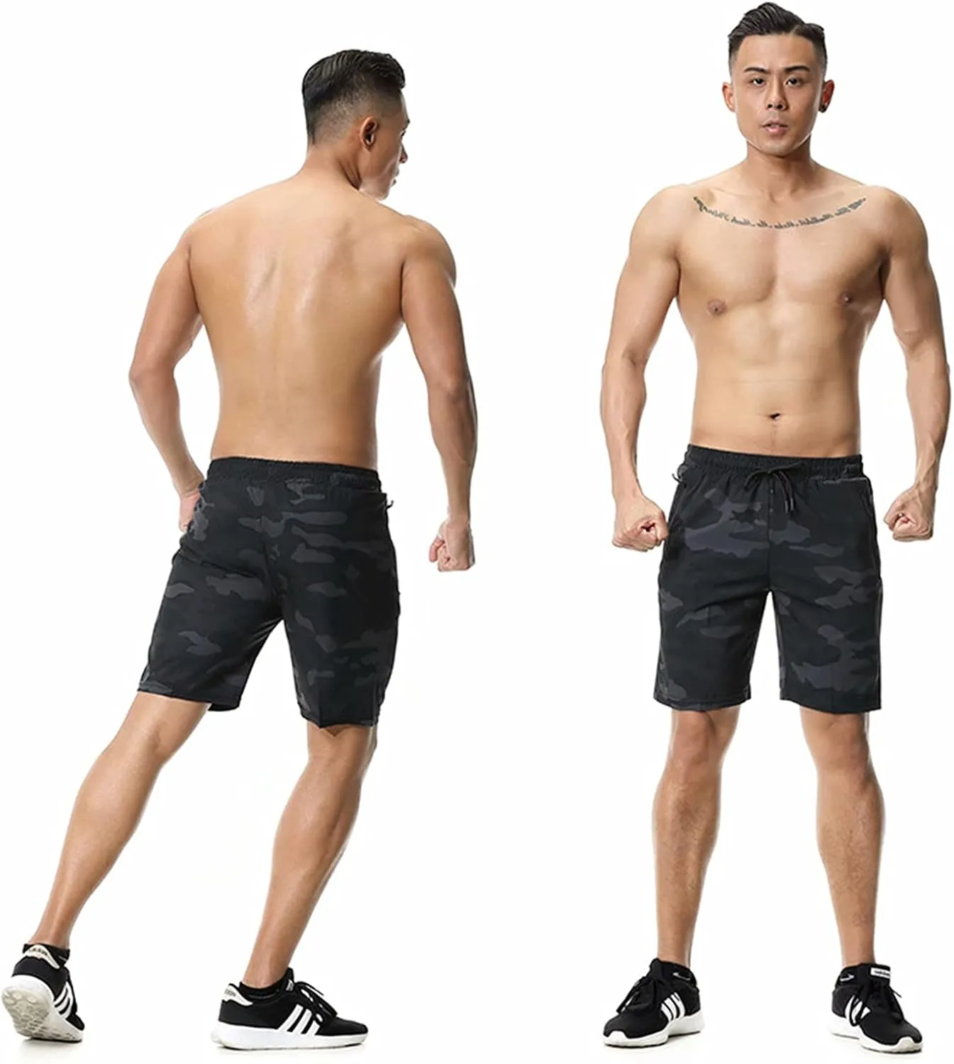 Surenow Men's 7" Workout Running Shorts Camouflage Quick-Dry Lightweight Breathable with Pocket