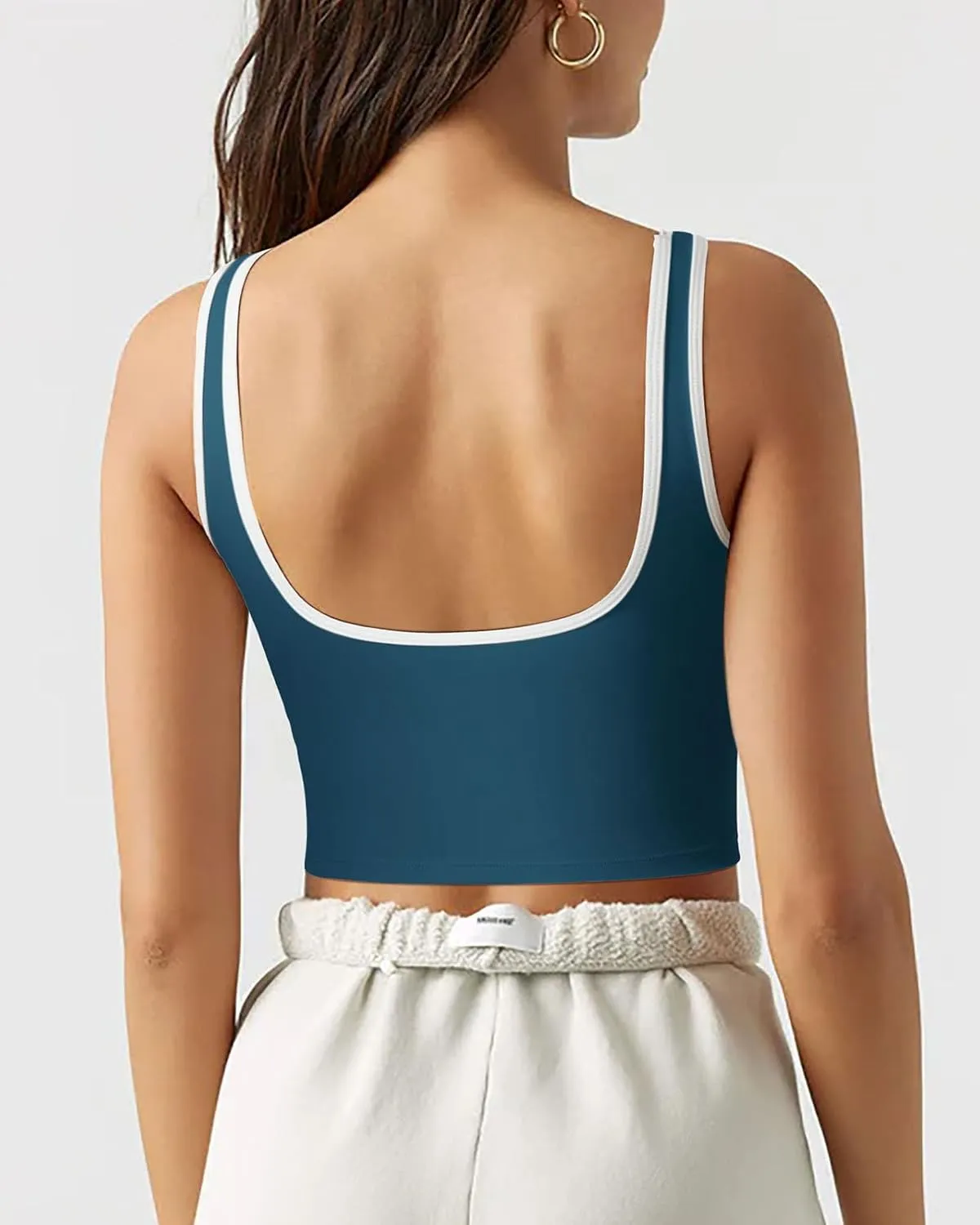 SUUKSESS Women Sweetheart Neckline Longline Sports Bra Padded Basic Workout Crop Tank Top