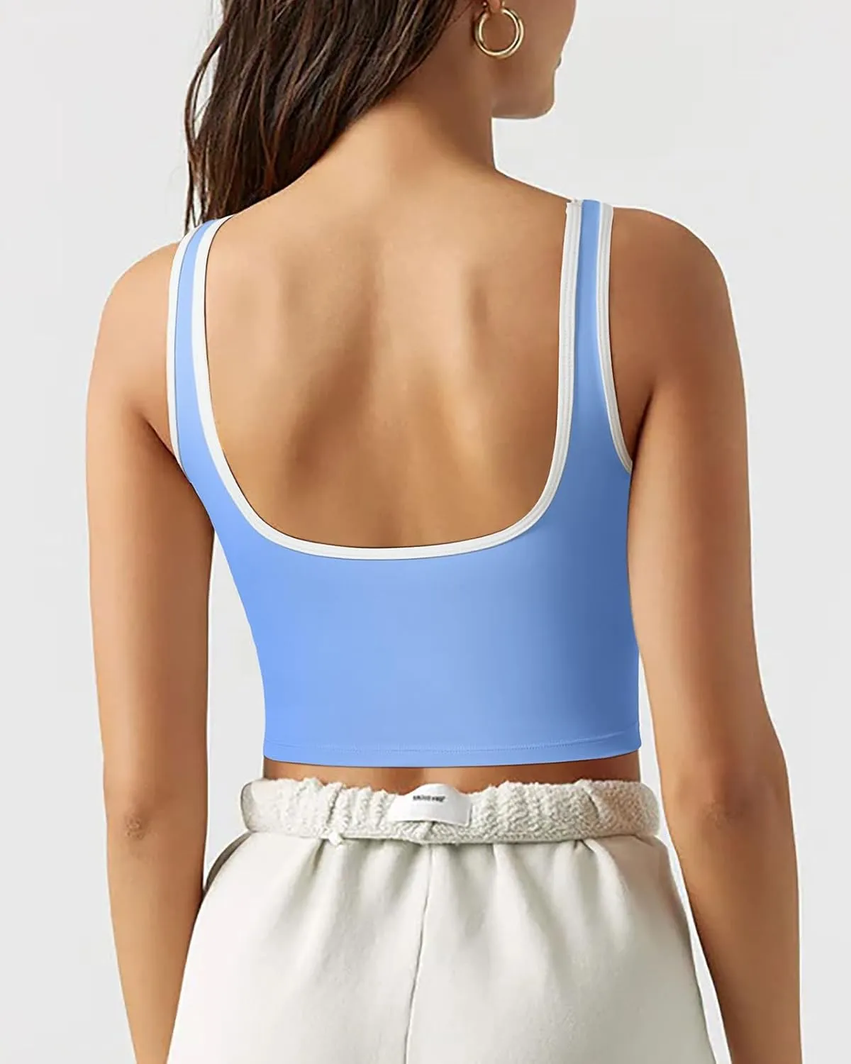 SUUKSESS Women Sweetheart Neckline Longline Sports Bra Padded Basic Workout Crop Tank Top
