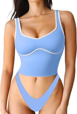 SUUKSESS Women Sweetheart Neckline Longline Sports Bra Padded Basic Workout Crop Tank Top