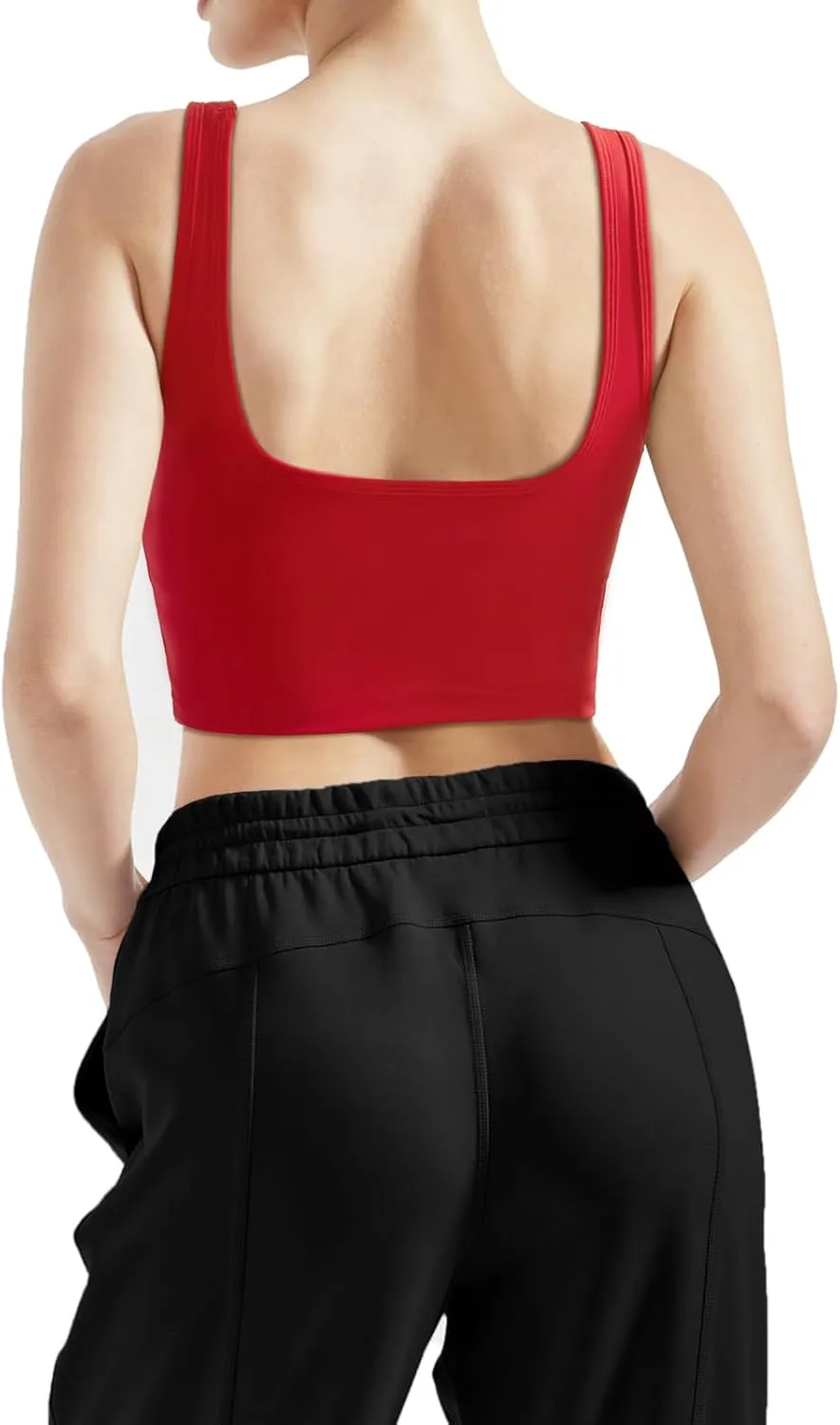 SUUKSESS Women Sweetheart Neckline Longline Sports Bra Padded Basic Workout Crop Tank Top