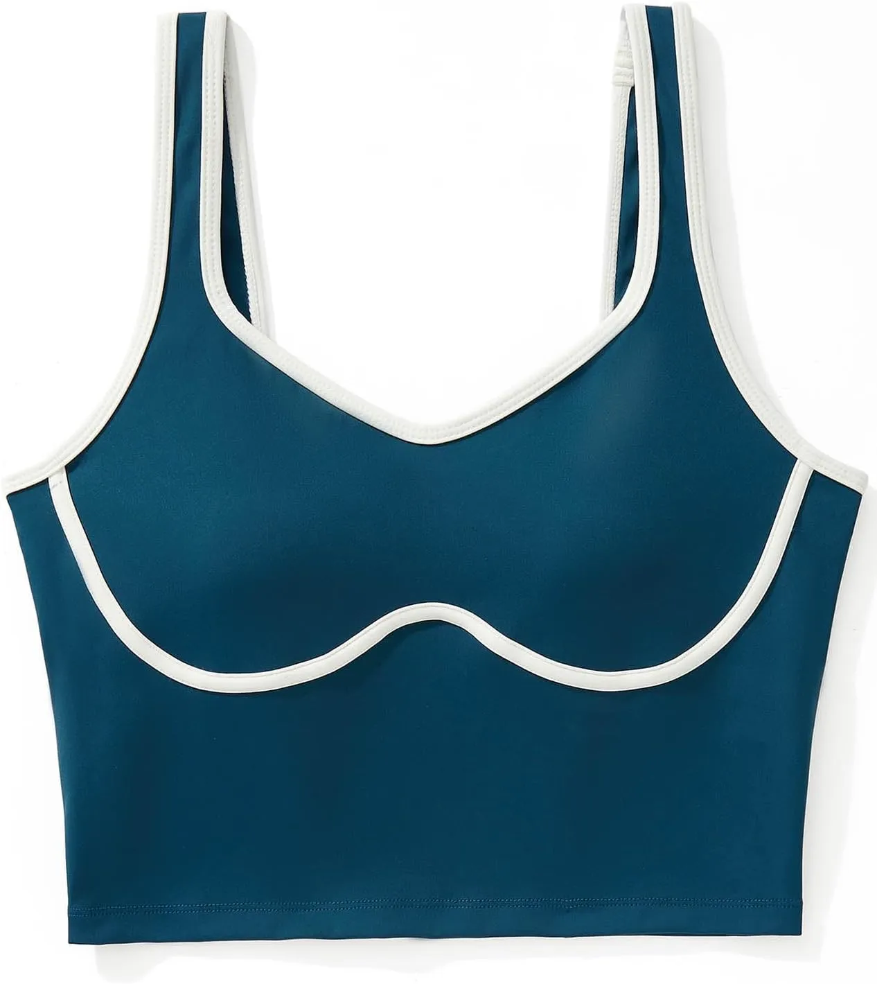 SUUKSESS Women Sweetheart Neckline Longline Sports Bra Padded Basic Workout Crop Tank Top