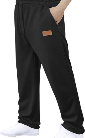 Sweatpants for Men Baggy Open Bottom Athletic Lounge Pants Yoga Beach Casual Jersey Pants Solid with Pockets