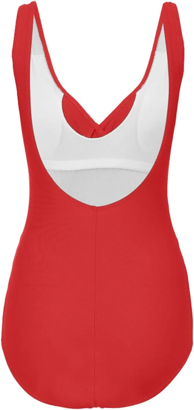 Swimsuits for Women Slimming Ruched Tummy Control V Neck Summer Bathing Suits Backless Push Up Full Coverage Swimwear
