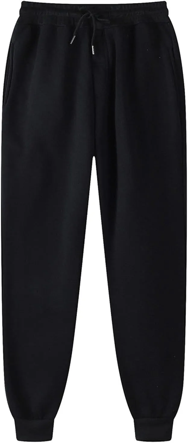 symoid Mens Sweatpants Elastic Open Bottom Athletic Drawstring Joggers Big and Tall Straight Leg Gym Pants with Pockets