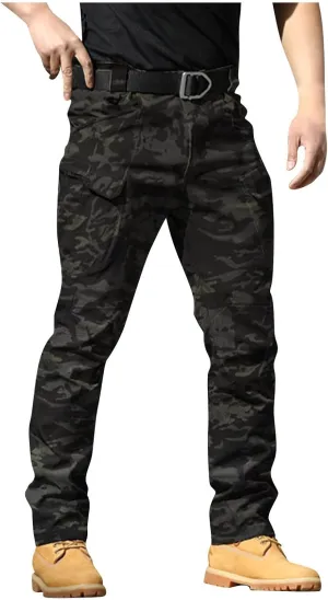 Tactical Pants for Men Waterproof Straight Leg Lightweight Work Pants Breathable Baggy Cargo Pants with Pockets