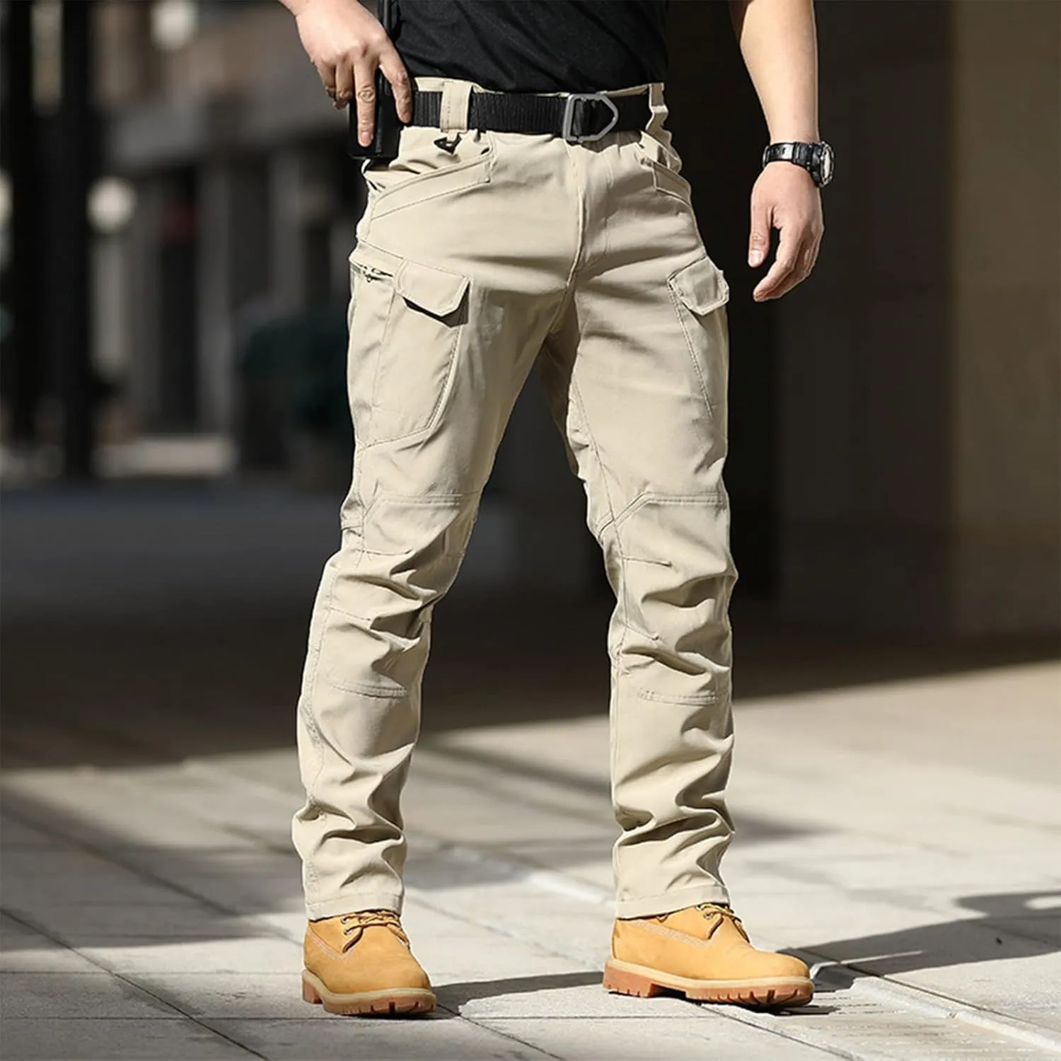 Tactical Pants for Men Waterproof Straight Leg Lightweight Work Pants Breathable Baggy Cargo Pants with Pockets