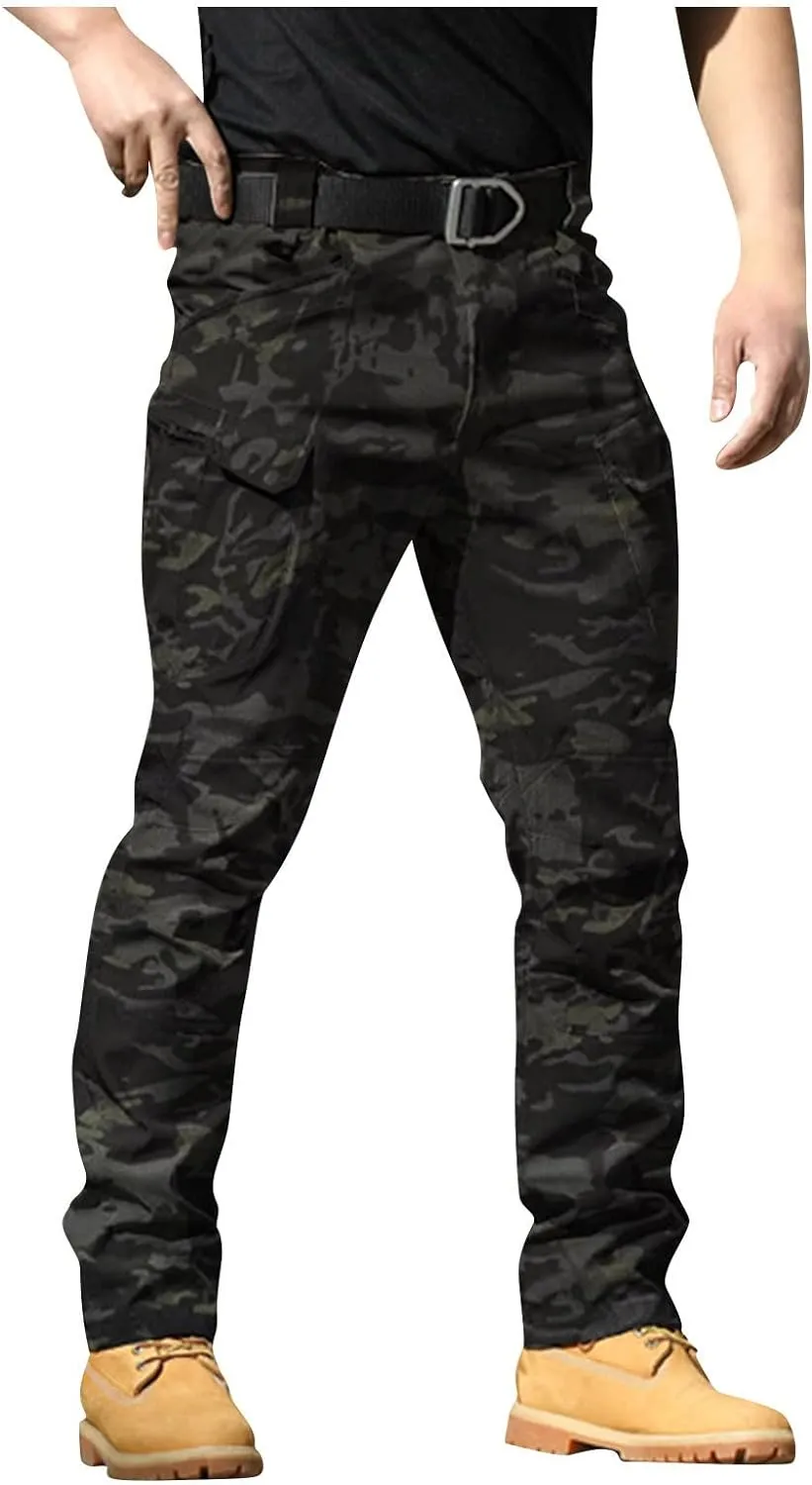 Tactical Pants for Men Waterproof Straight Leg Lightweight Work Pants Breathable Baggy Cargo Pants with Pockets