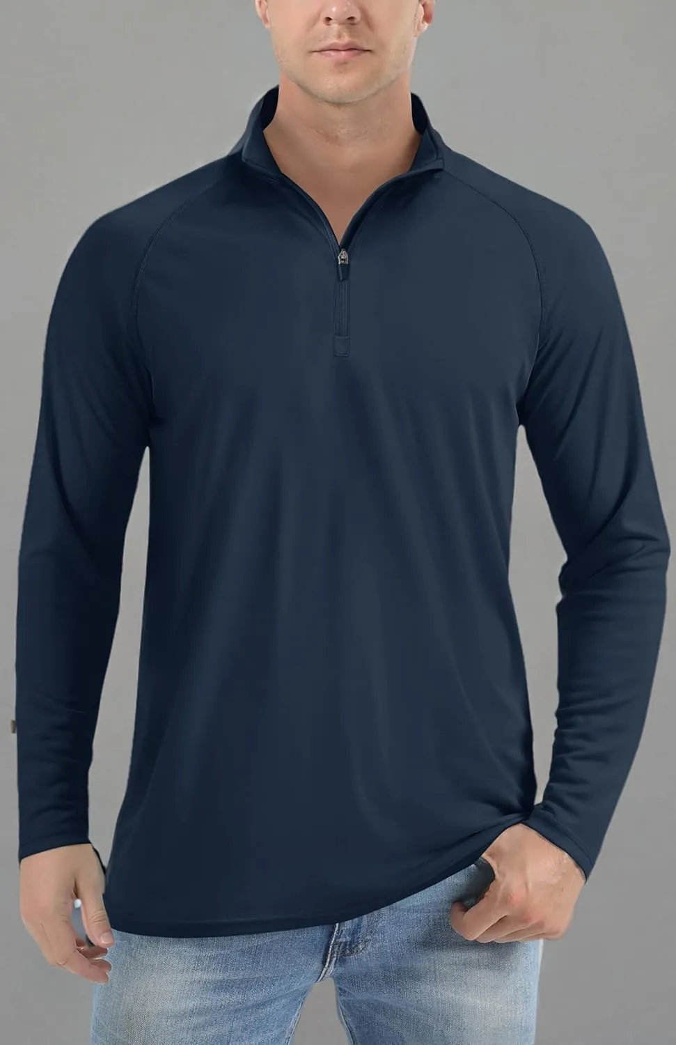 TACVASEN Men's Long Sleeve Athletic Shirts 1/4 Pullover Zip Sun Protection Rash Guard UPF 50  Outdoor Running T-Shirts