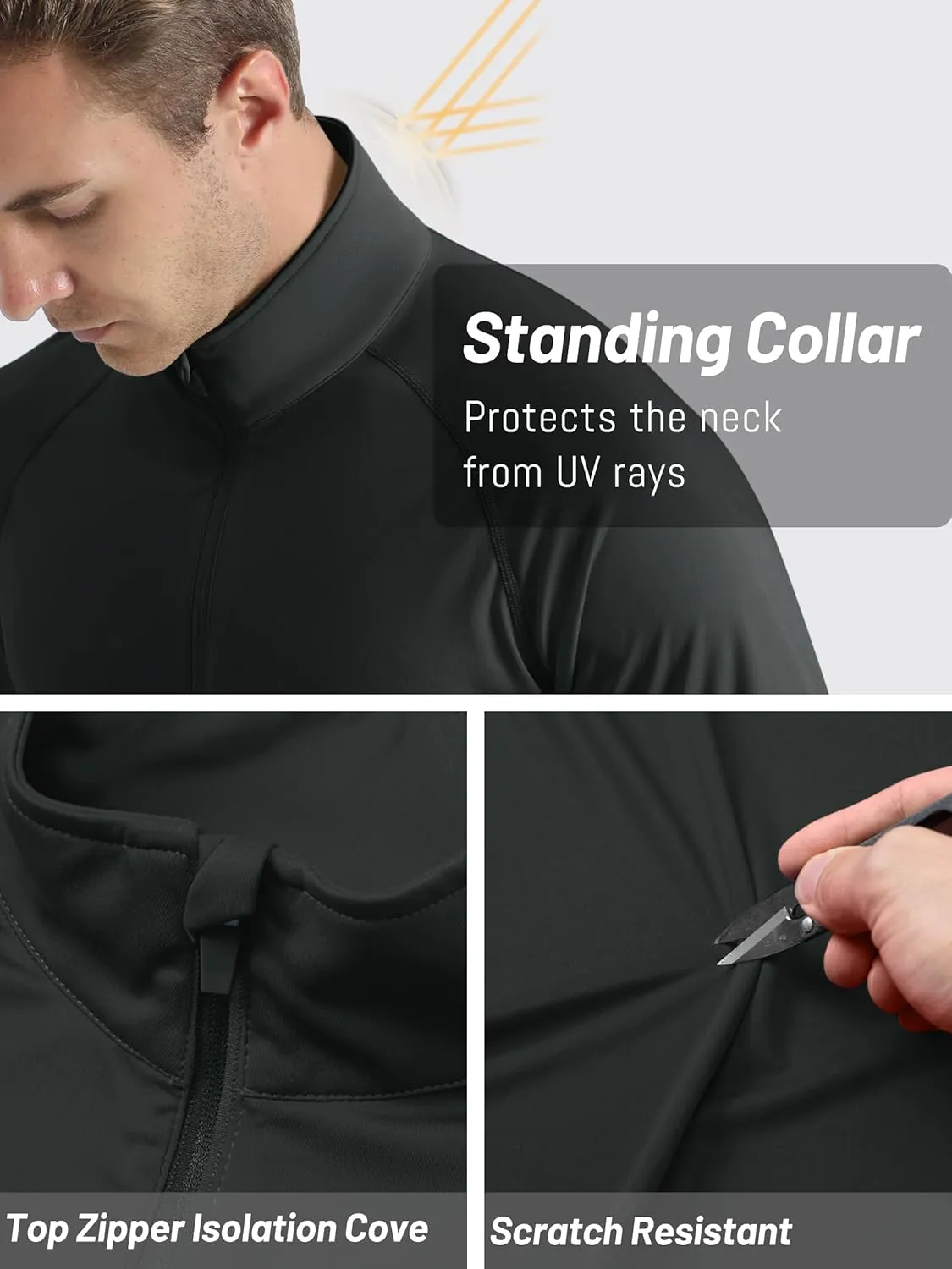 TACVASEN Men's Long Sleeve Athletic Shirts 1/4 Pullover Zip Sun Protection Rash Guard UPF 50  Outdoor Running T-Shirts
