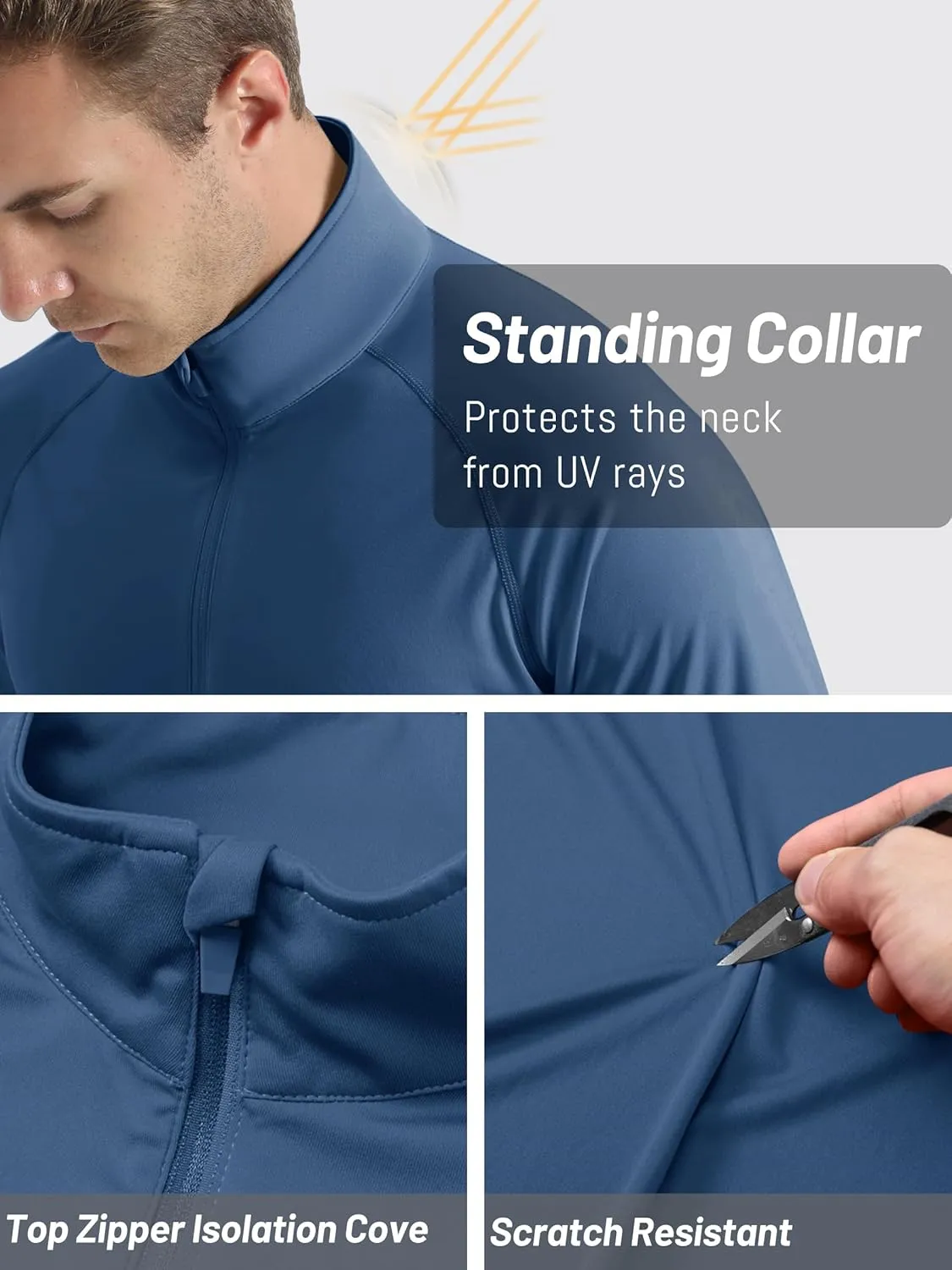 TACVASEN Men's Long Sleeve Athletic Shirts 1/4 Pullover Zip Sun Protection Rash Guard UPF 50  Outdoor Running T-Shirts