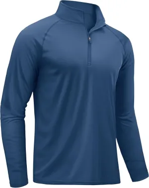 TACVASEN Men's Long Sleeve Athletic Shirts 1/4 Pullover Zip Sun Protection Rash Guard UPF 50  Outdoor Running T-Shirts