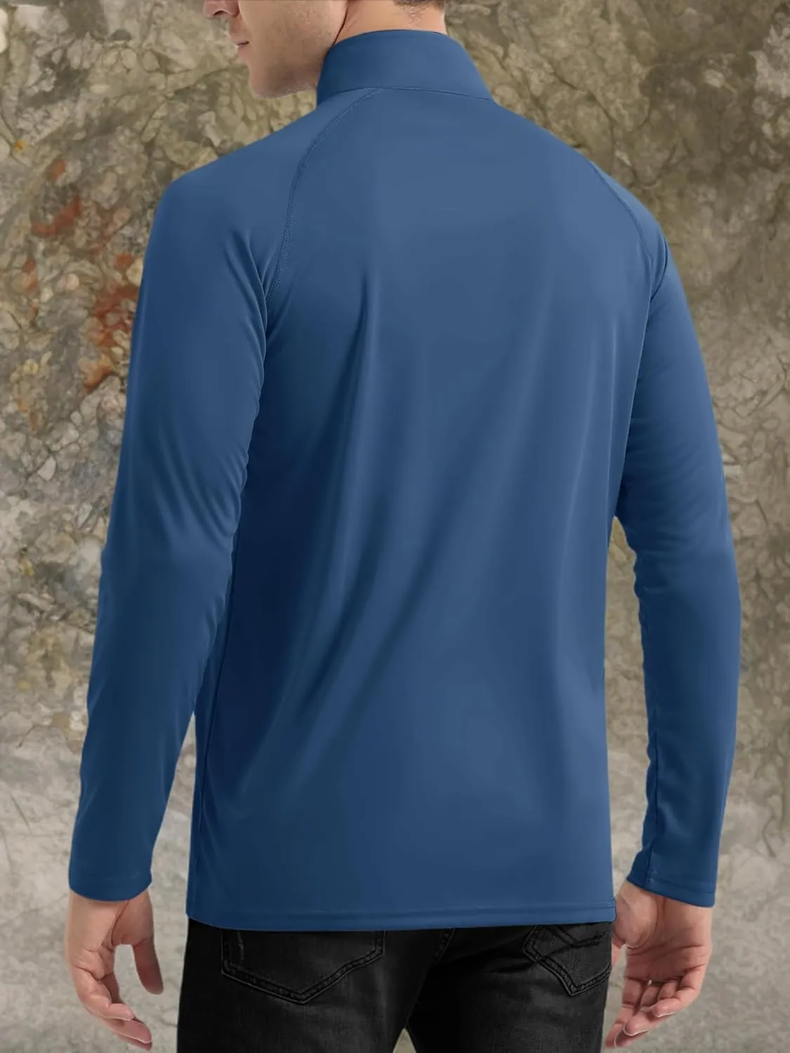 TACVASEN Men's Long Sleeve Athletic Shirts 1/4 Pullover Zip Sun Protection Rash Guard UPF 50  Outdoor Running T-Shirts