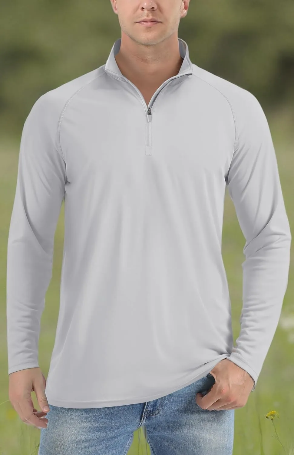 TACVASEN Men's Long Sleeve Athletic Shirts 1/4 Pullover Zip Sun Protection Rash Guard UPF 50  Outdoor Running T-Shirts