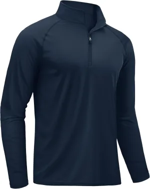 TACVASEN Men's Long Sleeve Athletic Shirts 1/4 Pullover Zip Sun Protection Rash Guard UPF 50  Outdoor Running T-Shirts