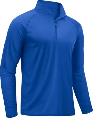 TACVASEN Men's Long Sleeve Athletic Shirts 1/4 Pullover Zip Sun Protection Rash Guard UPF 50  Outdoor Running T-Shirts