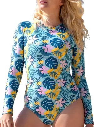 Tame the Sun Long Sleeve Swimsuits for Women - One Piece Tummy Control, UPF 50  Bathing Suit - Rash Guard, Zipper Swimwear