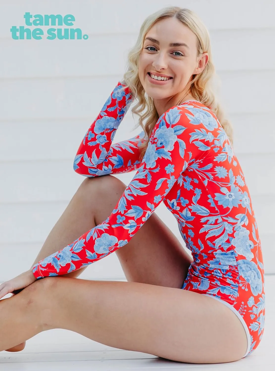 Tame the Sun Long Sleeve Swimsuits for Women - Tummy Control, Ruched Fully Lined Bathing Suit - Rash Guard, Zipper Swimwear