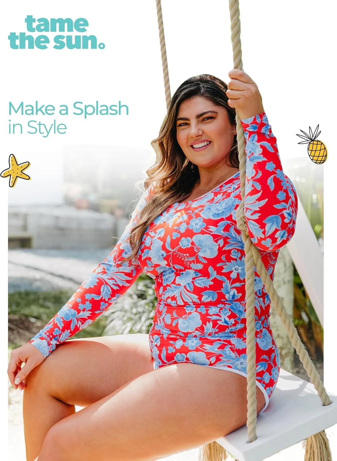 Tame the Sun Long Sleeve Swimsuits for Women - Tummy Control, Ruched Fully Lined Bathing Suit - Rash Guard, Zipper Swimwear