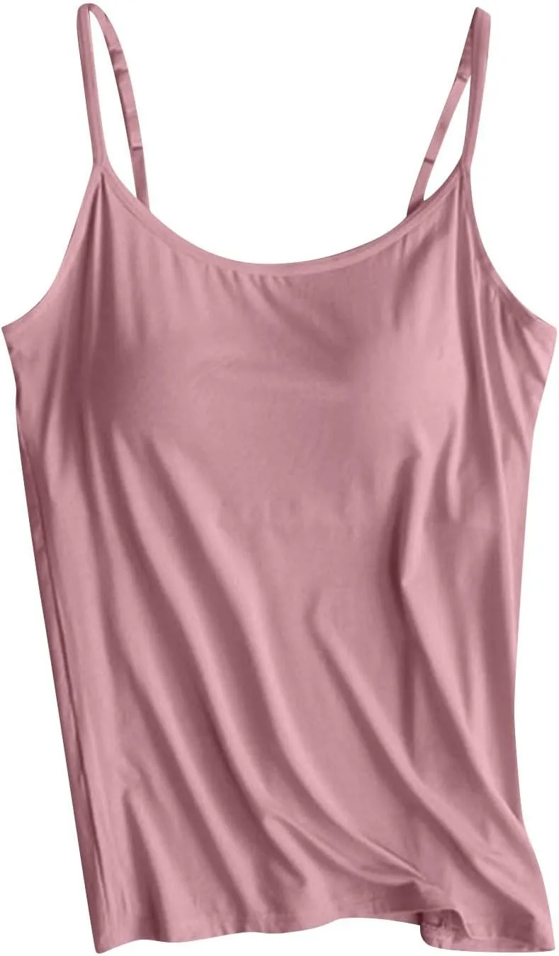 Tank Top with Built in Bra for Women Sleeveless Seamless Workout Tops Athletic Camisole Tank Tops Yoga Gym Clothes