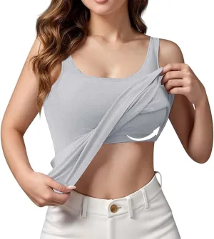 Tank Top with Built in Bra for Women Sports Cute Cami Shirts Spring Summer Workout Camisoles Sleeveless Under Clothes