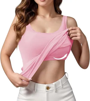 Tank Top with Built in Bra for Women Sports Cute Cami Shirts Spring Summer Workout Camisoles Sleeveless Under Clothes