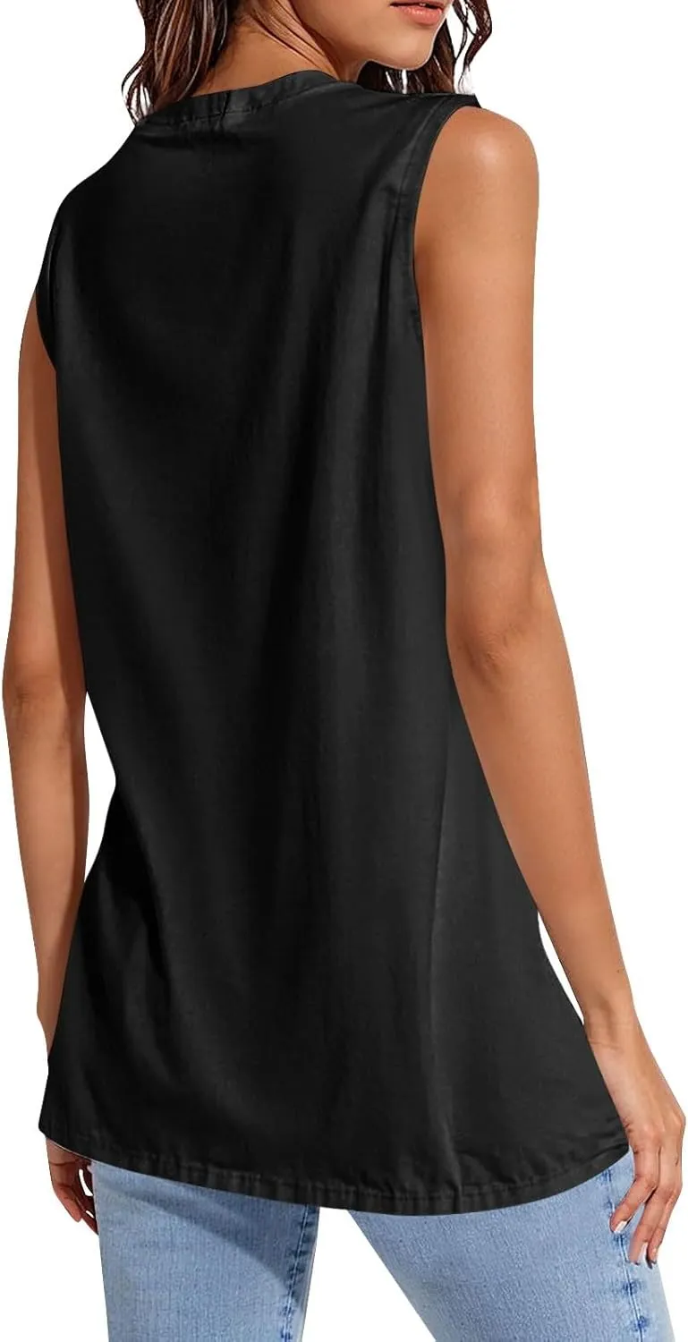 Tank Tops for Women 2024 Casual Athletic Summer Outfits Sleeveless U Neck Blouses Solid Comfort