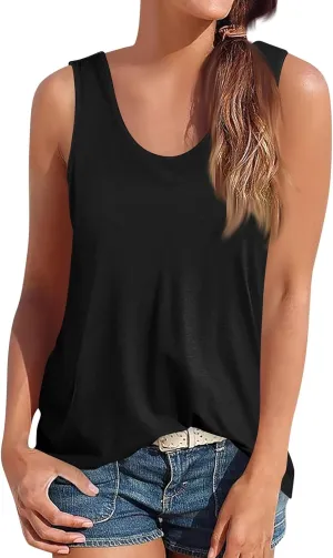 Tank Tops for Women 2024 Casual Athletic Summer Outfits Sleeveless U Neck Blouses Solid Comfort