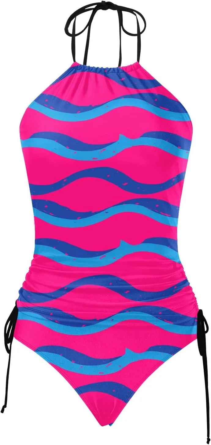 Tankinis for Women 2025 Slim High Neck 2 Piece Swimsuits Smocked Tummy Control Bathing Suits with High Waist Bottom