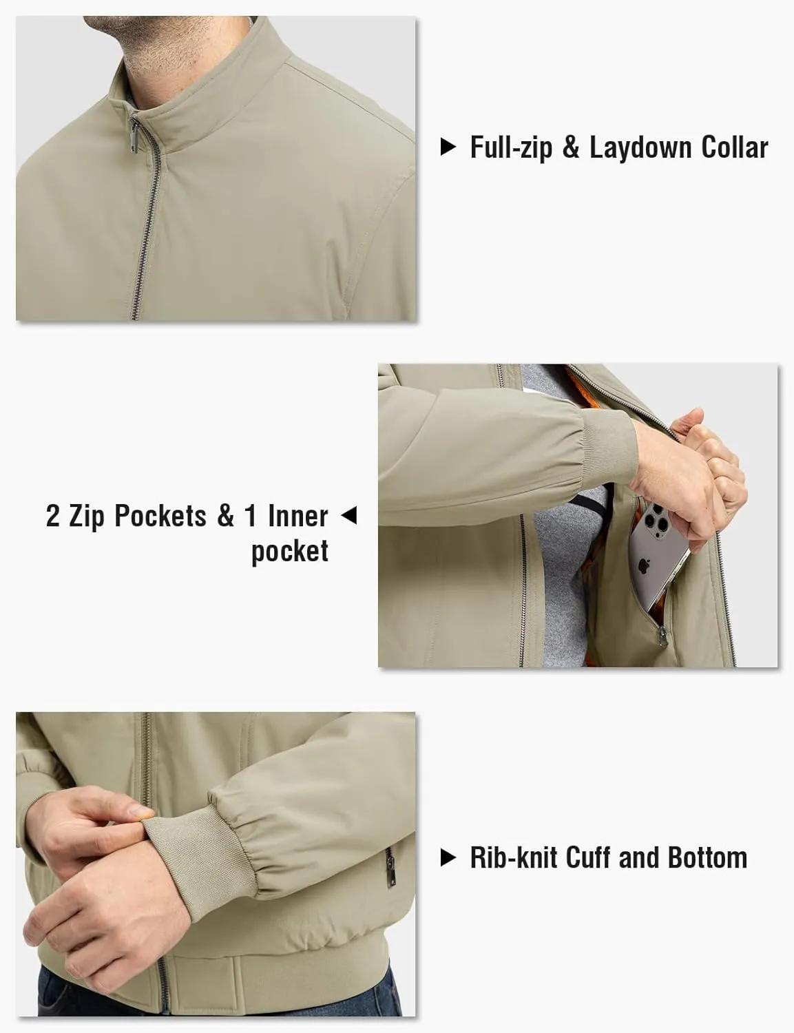 TBMPOY Men's Winter Lightweight Bomber Jackets Water Resistant Fall Casual Windbreakers Quilted Full Zip Windproof Work Coats