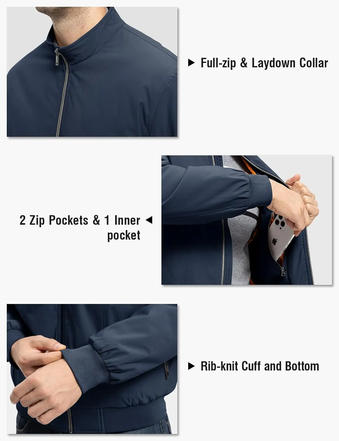 TBMPOY Men's Winter Lightweight Bomber Jackets Water Resistant Fall Casual Windbreakers Quilted Full Zip Windproof Work Coats
