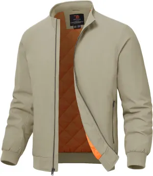 TBMPOY Men's Winter Lightweight Bomber Jackets Water Resistant Fall Casual Windbreakers Quilted Full Zip Windproof Work Coats